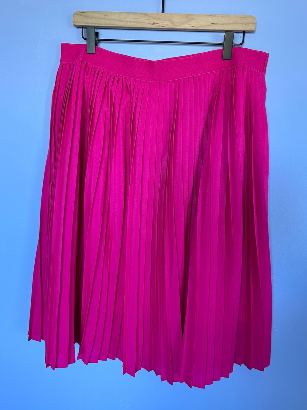 Pleated Midi Skirt in Bright Fuchsia